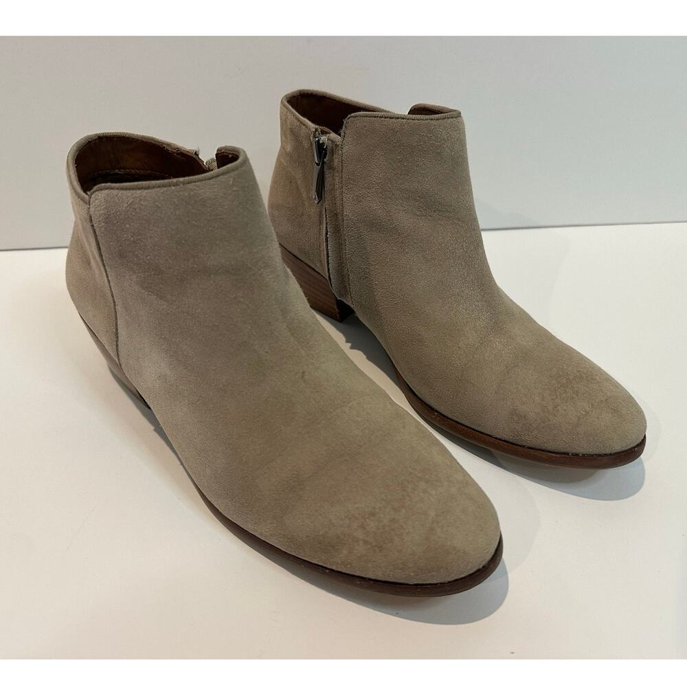 Sam Edelman Petty Suede Ankle Boots Women's 8 Taupe Almond Toe Classic Style